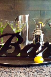 Decorated Bar Tray on a Countertop